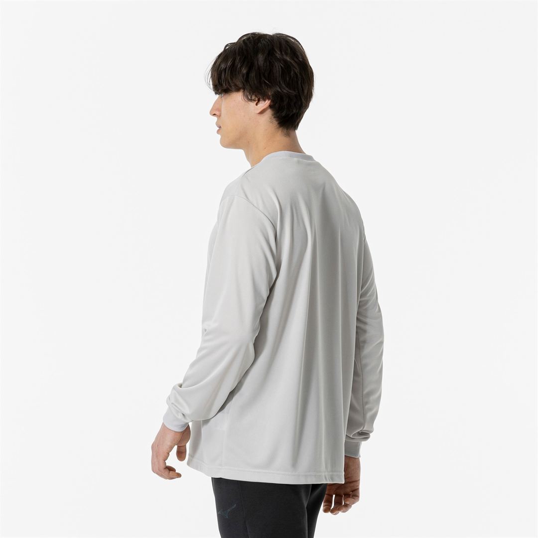 ナビドライTシャツ(長袖／丸首) ベイパーシルバー×ホワイト S