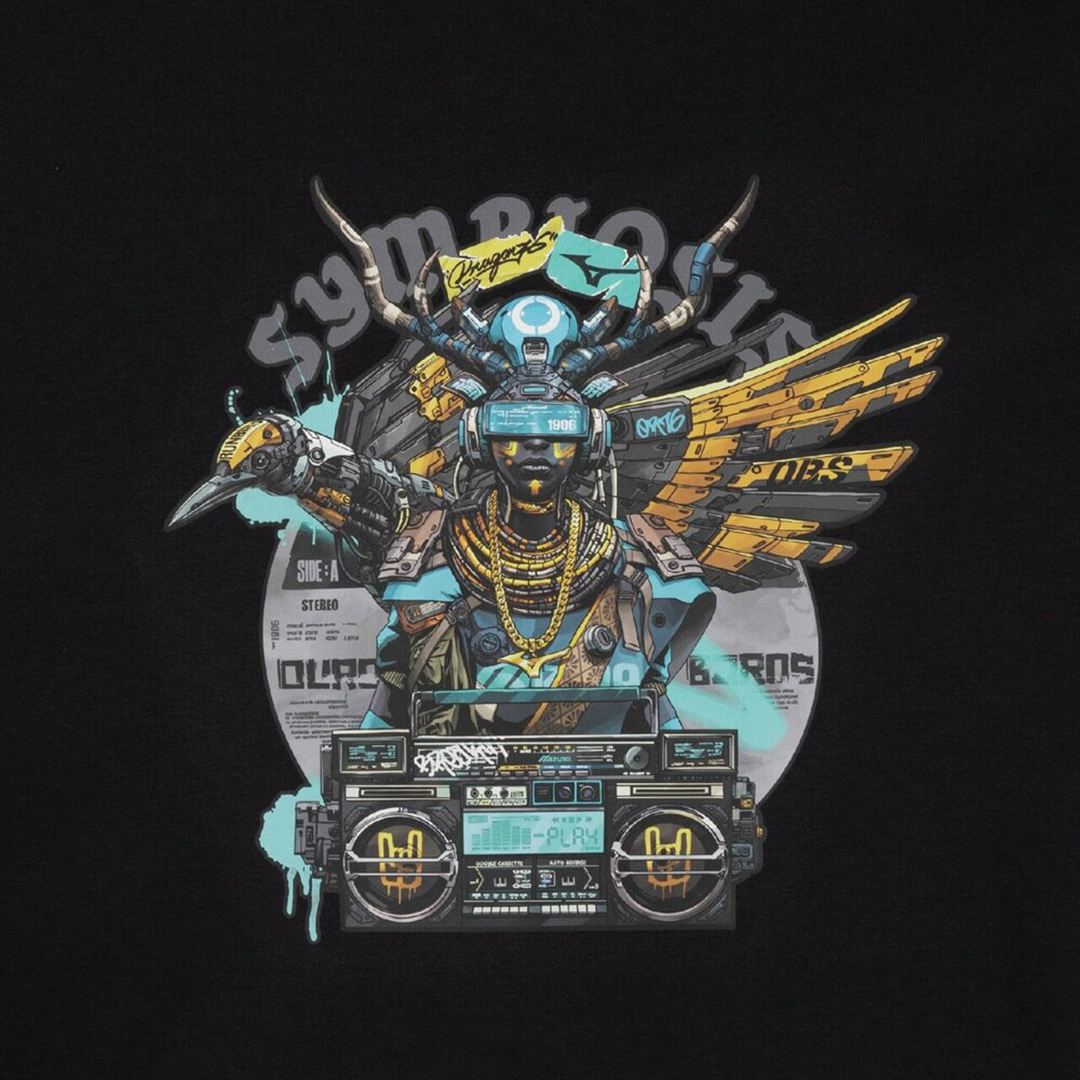 Dragon76ルーズフィットTシャツ(長袖) ブラック XL