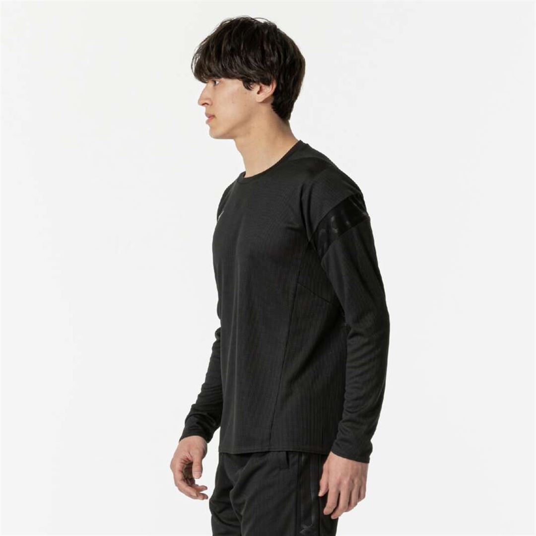 【汗処理／通気】ドライエアロフローTシャツ(長袖) ブラック S