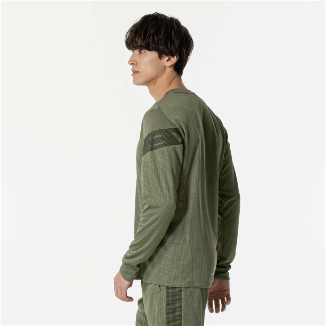 【汗処理／通気】ドライエアロフローTシャツ(長袖) ダークカーキ S