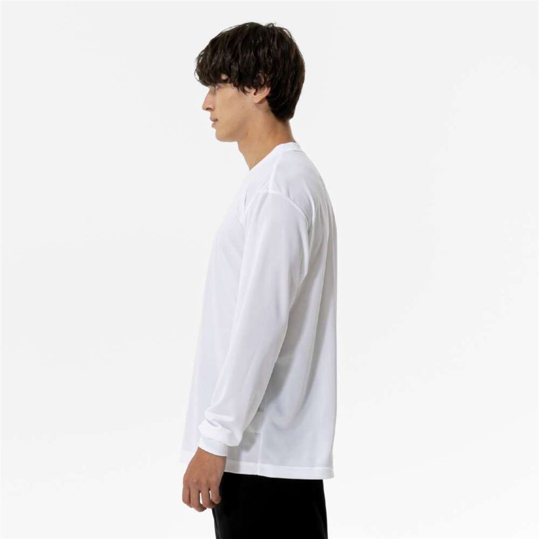 ナビドライTシャツ(長袖／丸首) ホワイト×ブラック S