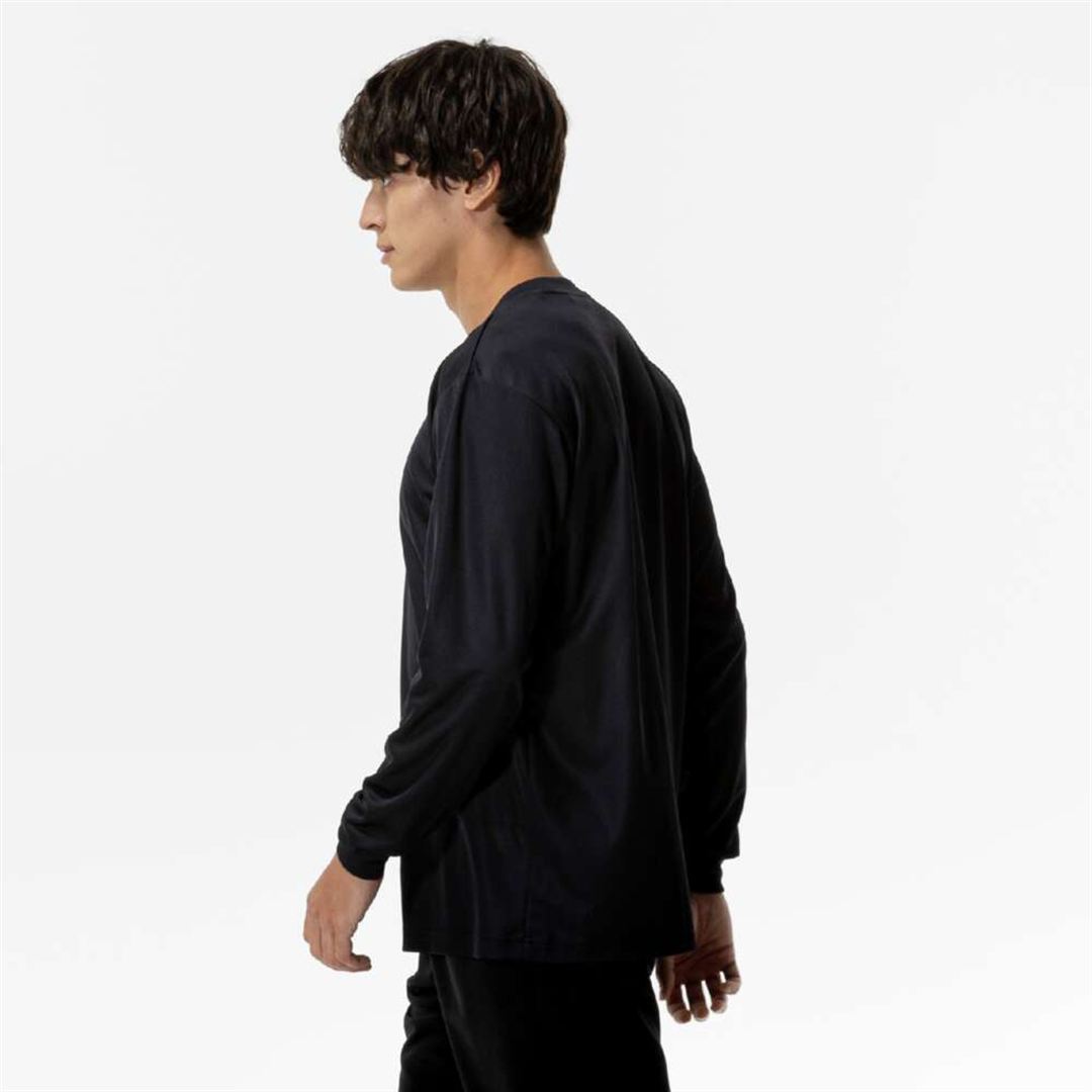 ナビドライTシャツ(長袖／丸首) ブラック×ホワイト XL