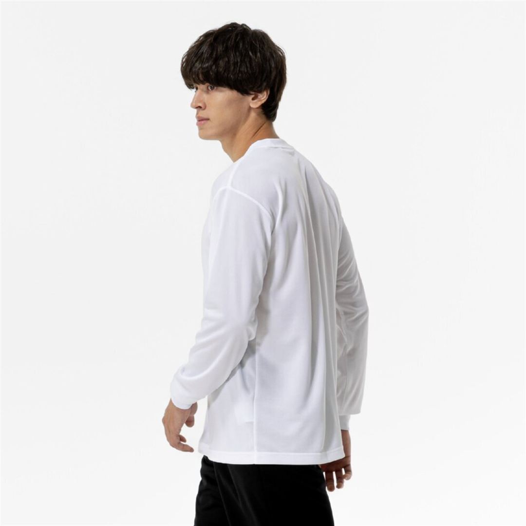 ナビドライTシャツ(長袖／丸首) ホワイト×ホワイト XL