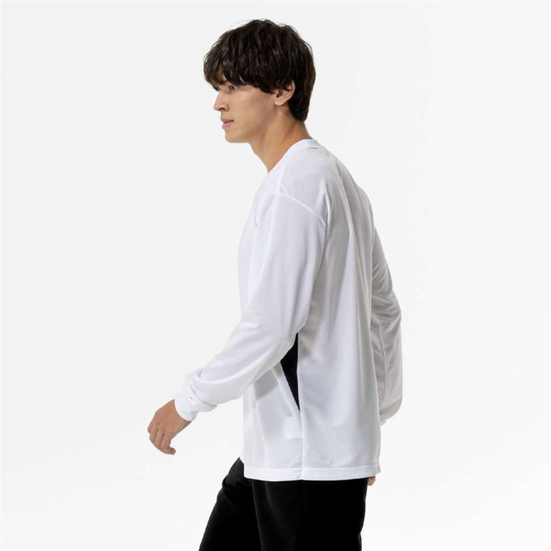 ナビドライTシャツ(長袖／切替) ホワイト×ブラック S
