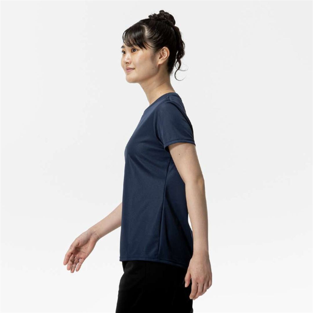 ナビドライTシャツ(半袖／丸首) ドレスネイビー×マゼンタ S