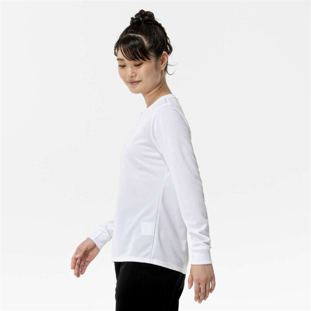 ナビドライTシャツ(長袖／丸首) ホワイト×ライトピンク XL