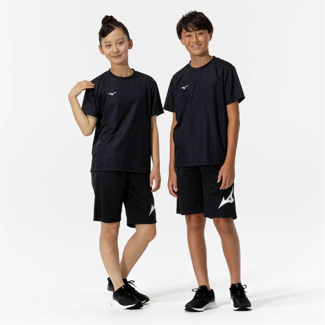 ナビドライTシャツ(半袖／丸首) ブラック×ホワイト 160