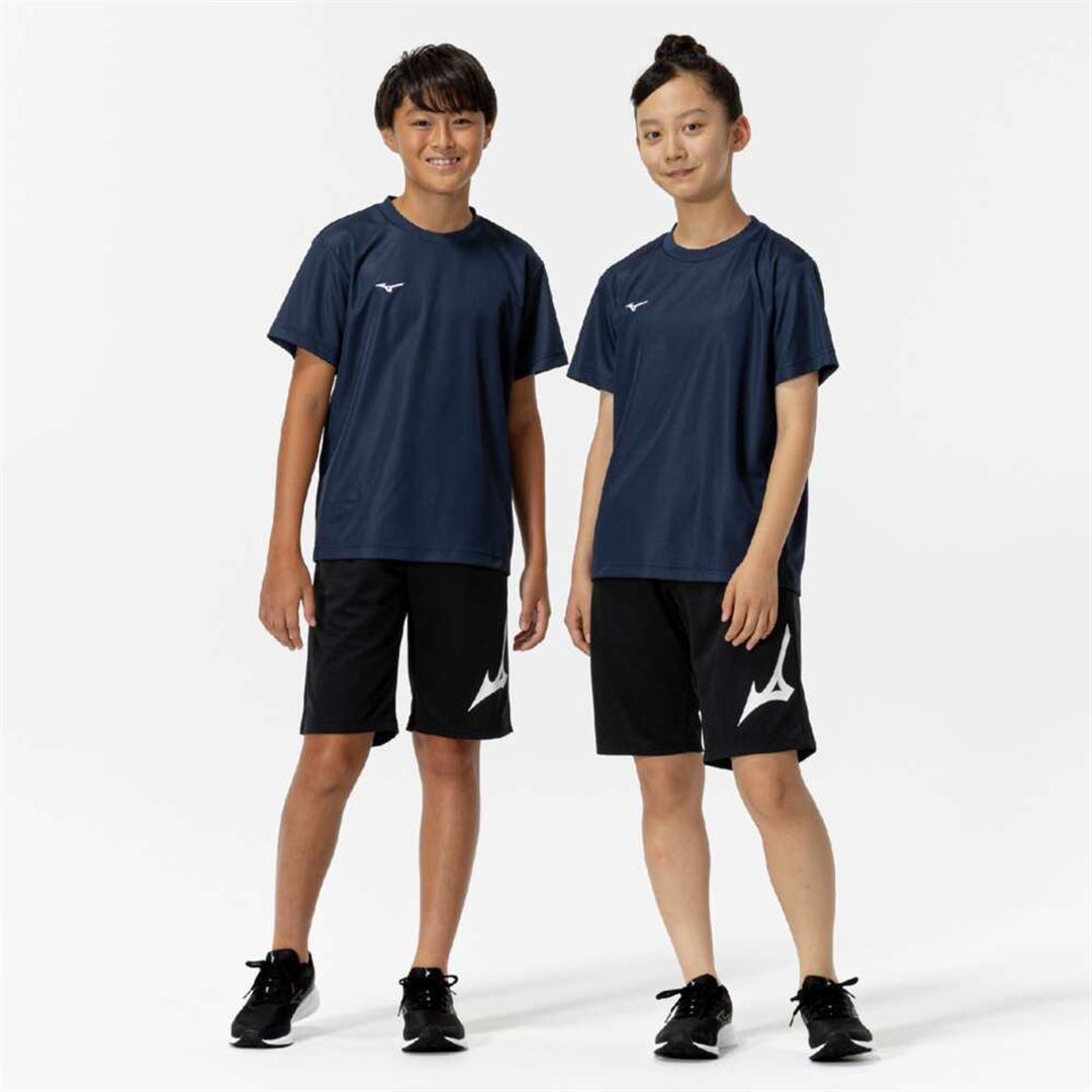ナビドライTシャツ(半袖／丸首) ドレスネイビー×ホワイト 130
