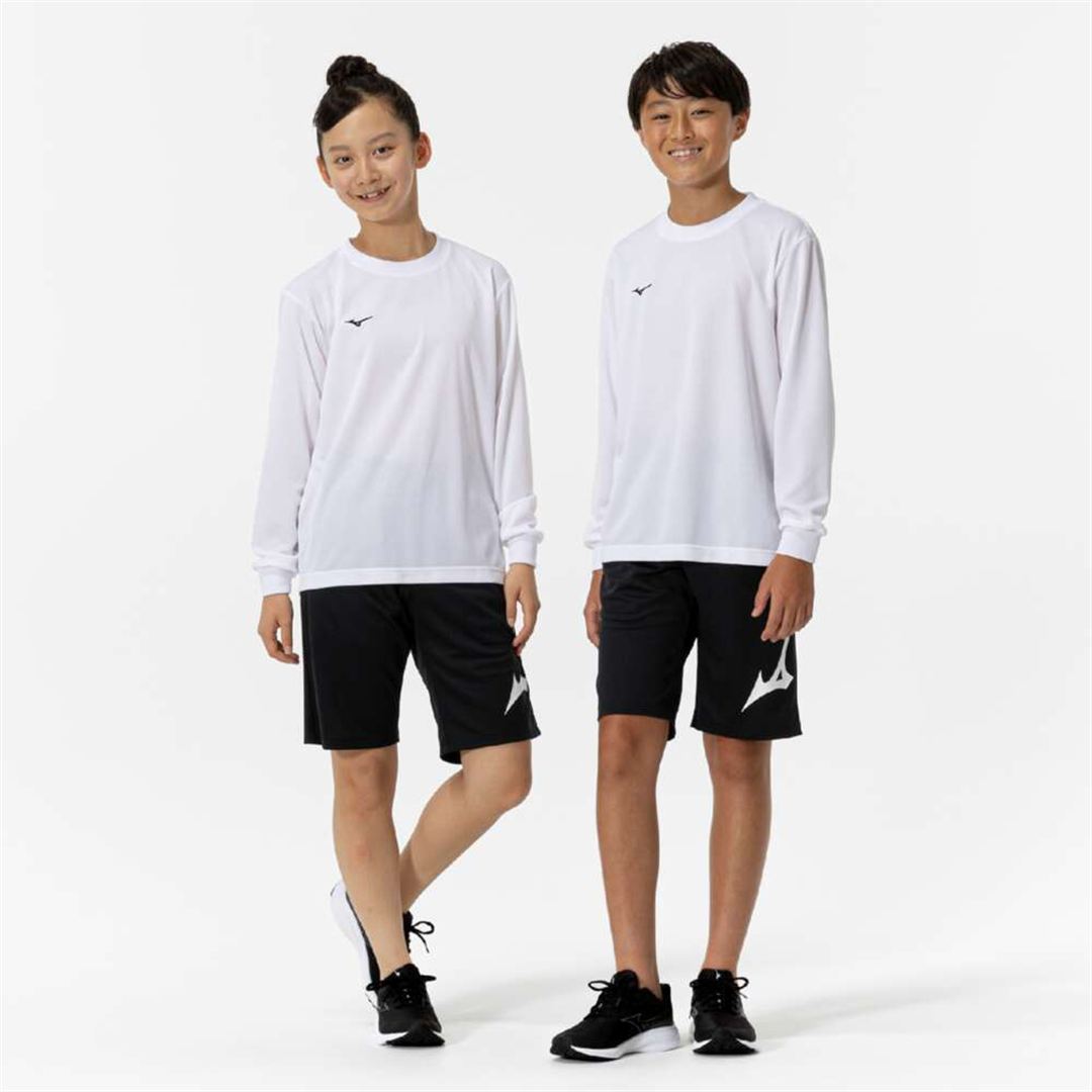 ナビドライTシャツ(長袖／丸首) ホワイト×ブラック 130