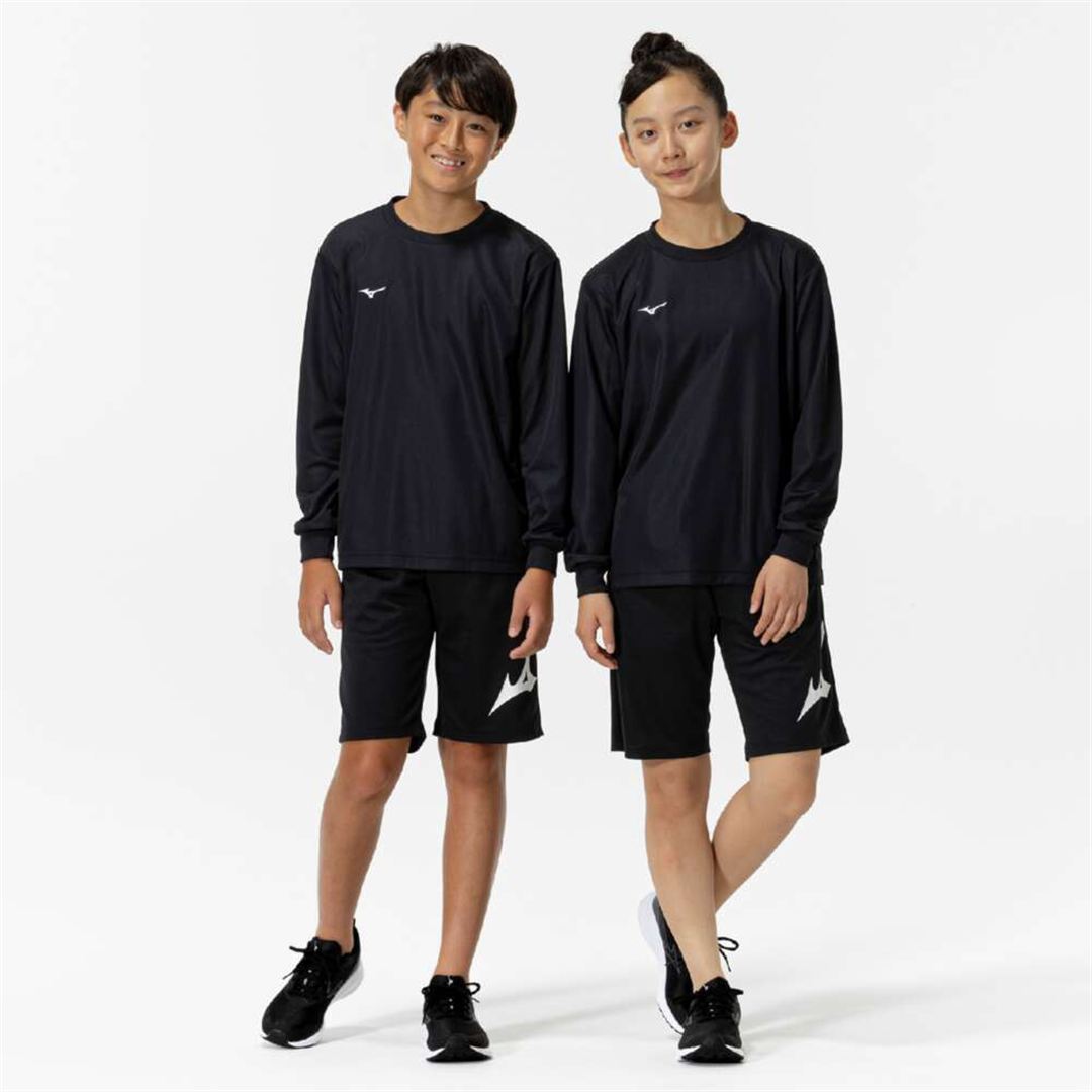 ナビドライTシャツ(長袖／丸首) ブラック×ホワイト 160