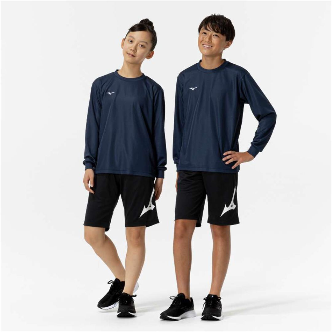 ナビドライTシャツ(長袖／丸首) ドレスネイビー×ホワイト 160