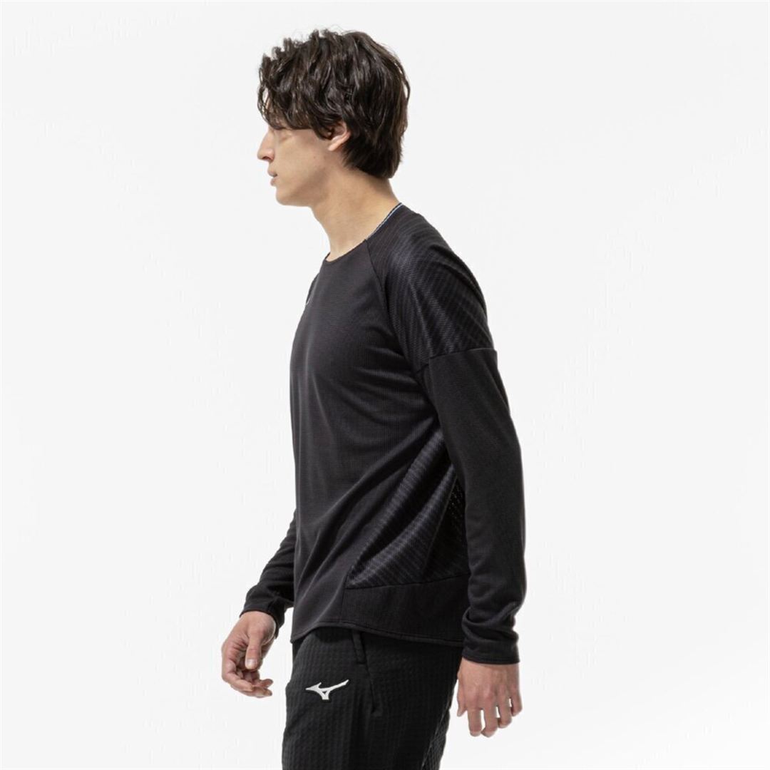 【汗処理／通気】ドライエアロフローTシャツ(長袖) ブラック S