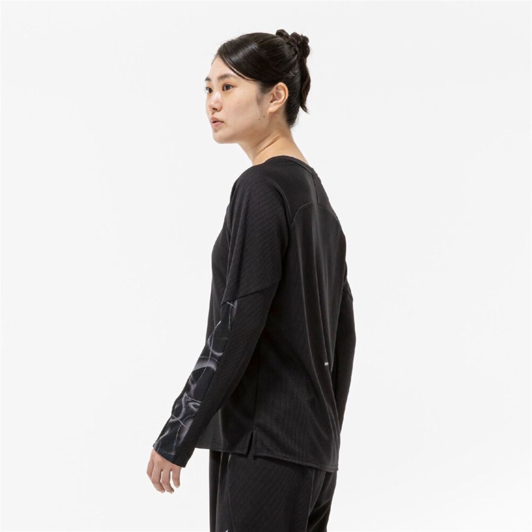 【汗処理／通気】ドライエアロフローTシャツ(長袖) ブラック L