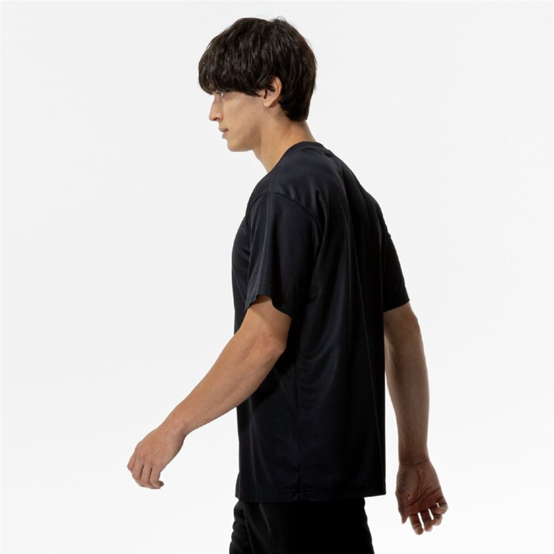 ナビドライTシャツ(半袖／丸首／大きいサイズ) ブラック×ホワイト 3L