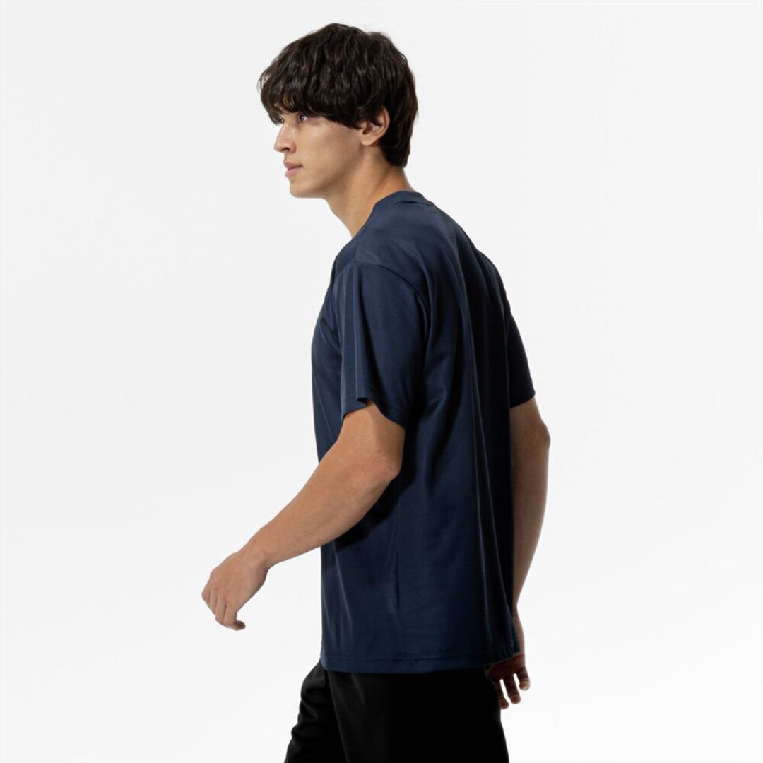 ナビドライTシャツ(半袖／丸首／大きいサイズ) ドレスネイビー×ホワイト 3L