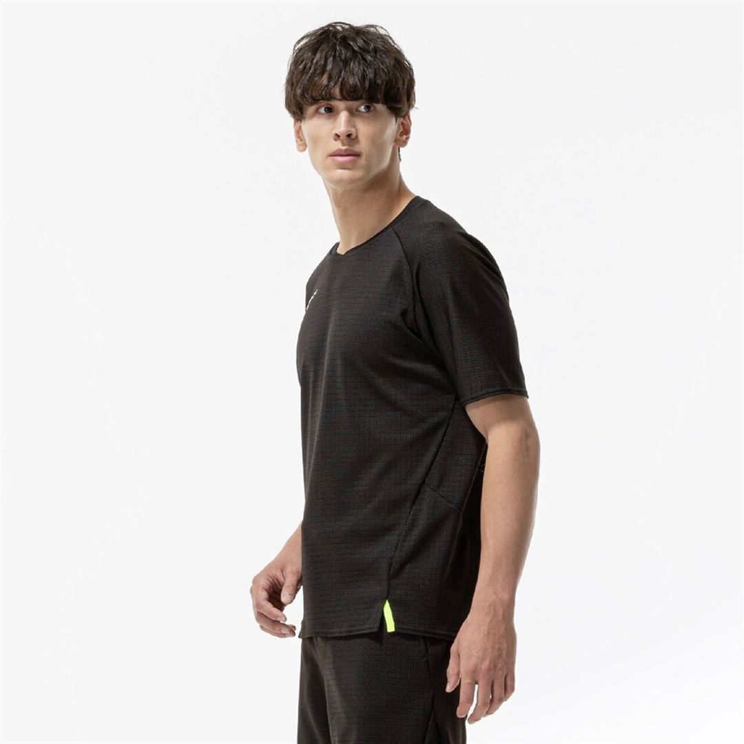 【汗処理／通気】ドライエアロフロージャカードTシャツ ブラック XS