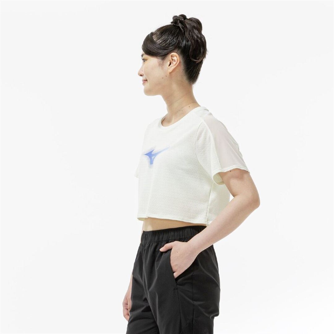 【汗処理／通気】ドライエアロフロージャカードクロップドTシャツ ソフトサンドイエロー S