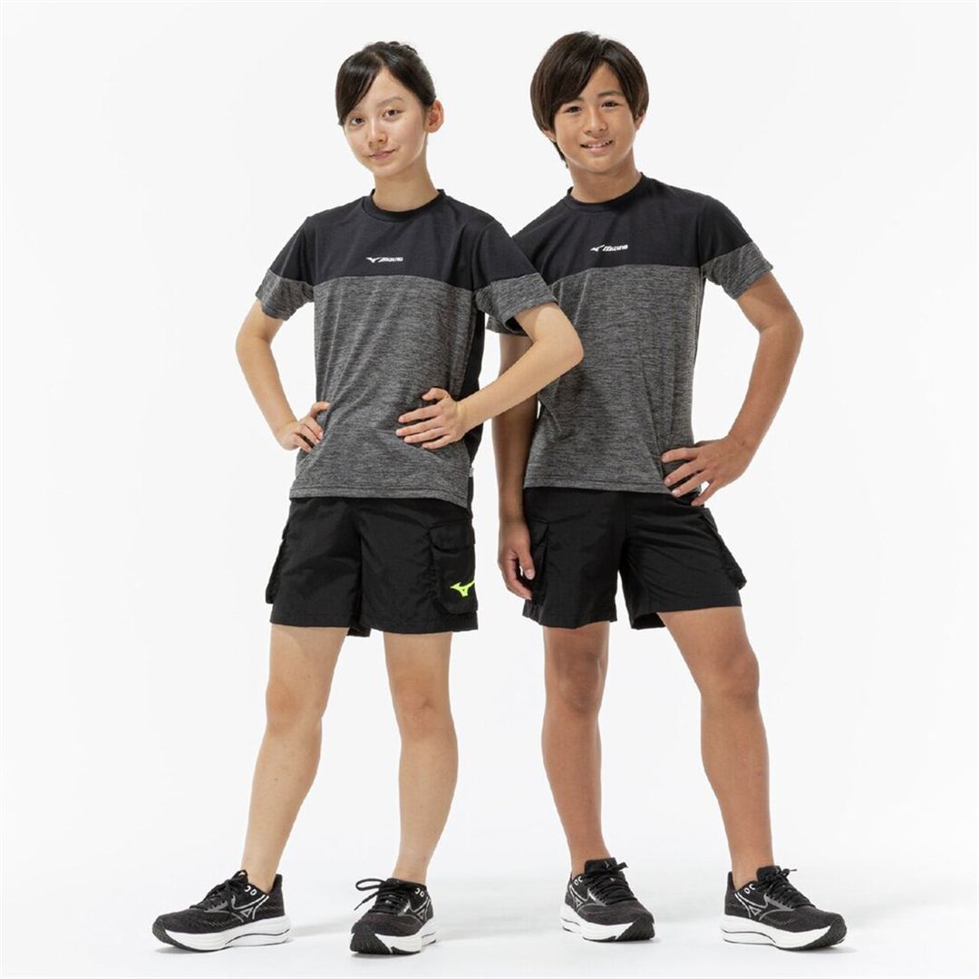 【抗菌防臭／防汚】GACHI Tシャツ ブラック杢×ブラック 160