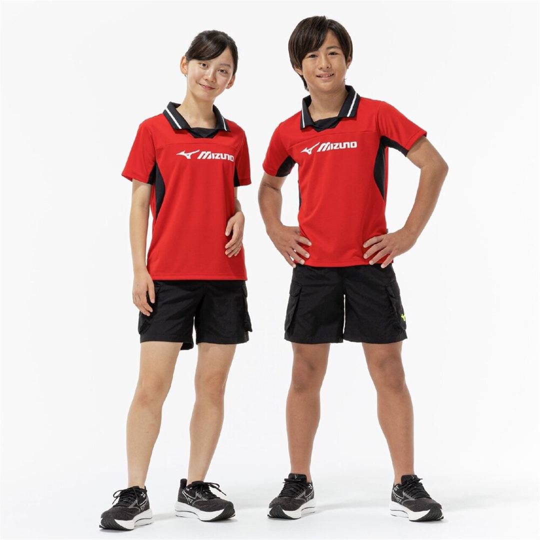 【抗菌防臭／防汚】襟付きGACHI Tシャツ チャイニーズレッド 160