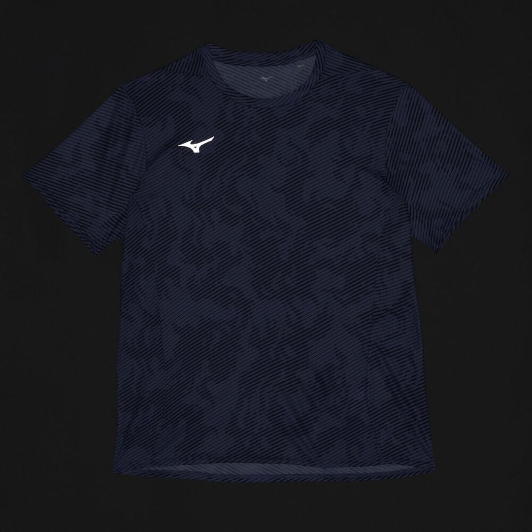 【ミズノ直営限定／汗処理／通気】ドライエアロフローTシャツ エステートブルー XL