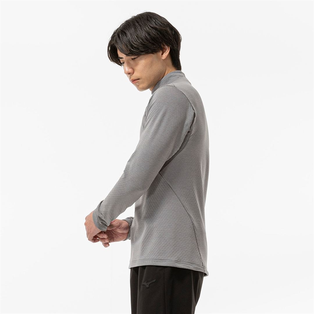 ストレッチフリースハイネックTシャツ(長袖) フロストグレー杢 S