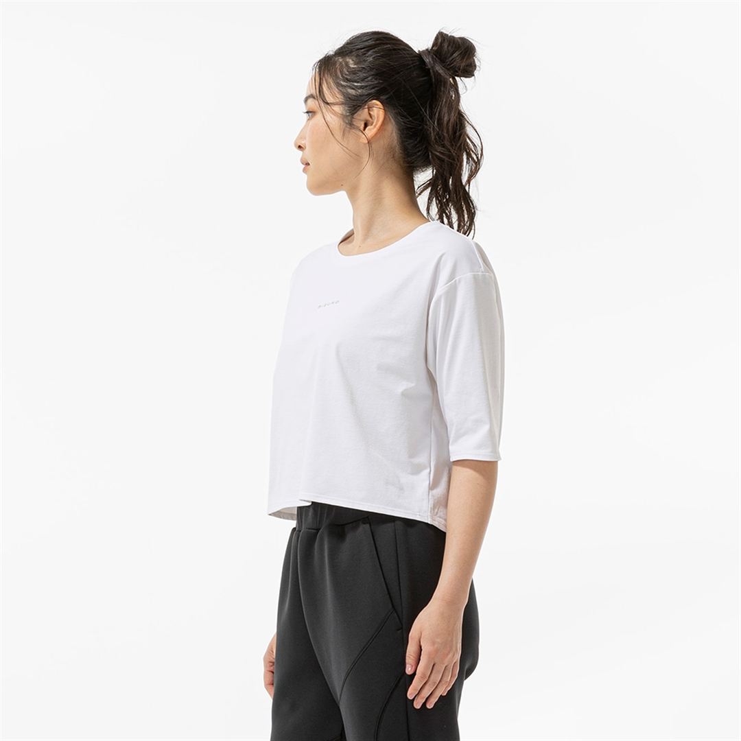 ストレッチソフトドライクロップドTシャツ(ワイドシルエット) ホワイト XL