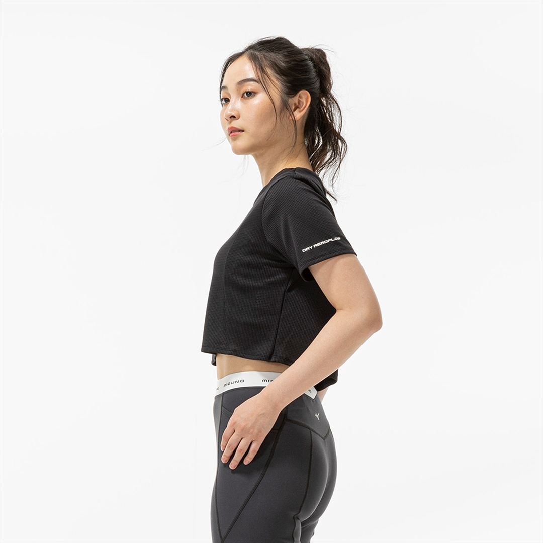 【汗処理／通気】ドライエアロフロークロップドTシャツ ブラック XL