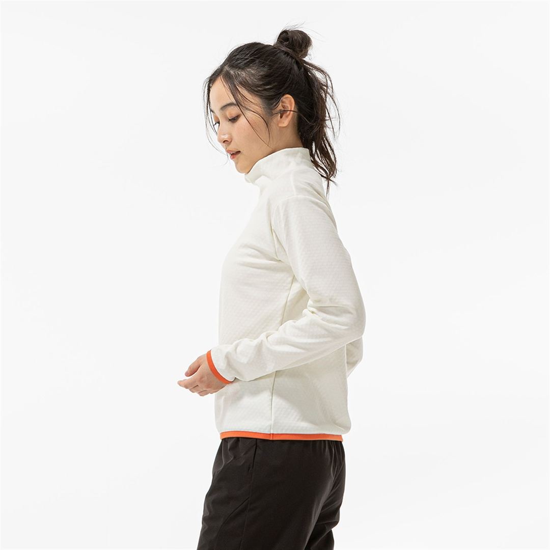 ストレッチフリースハーフジップTシャツ(長袖) スノーホワイト杢 XL