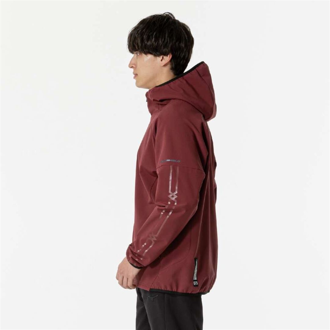 【ストレッチ／防風】テックシールドボアフーディ ワインレッド S