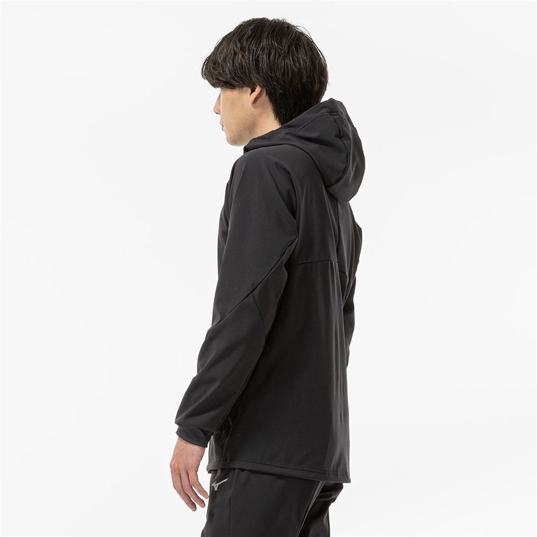 【ストレッチ／防風】テックシールドフーディジャケット ブラック XL