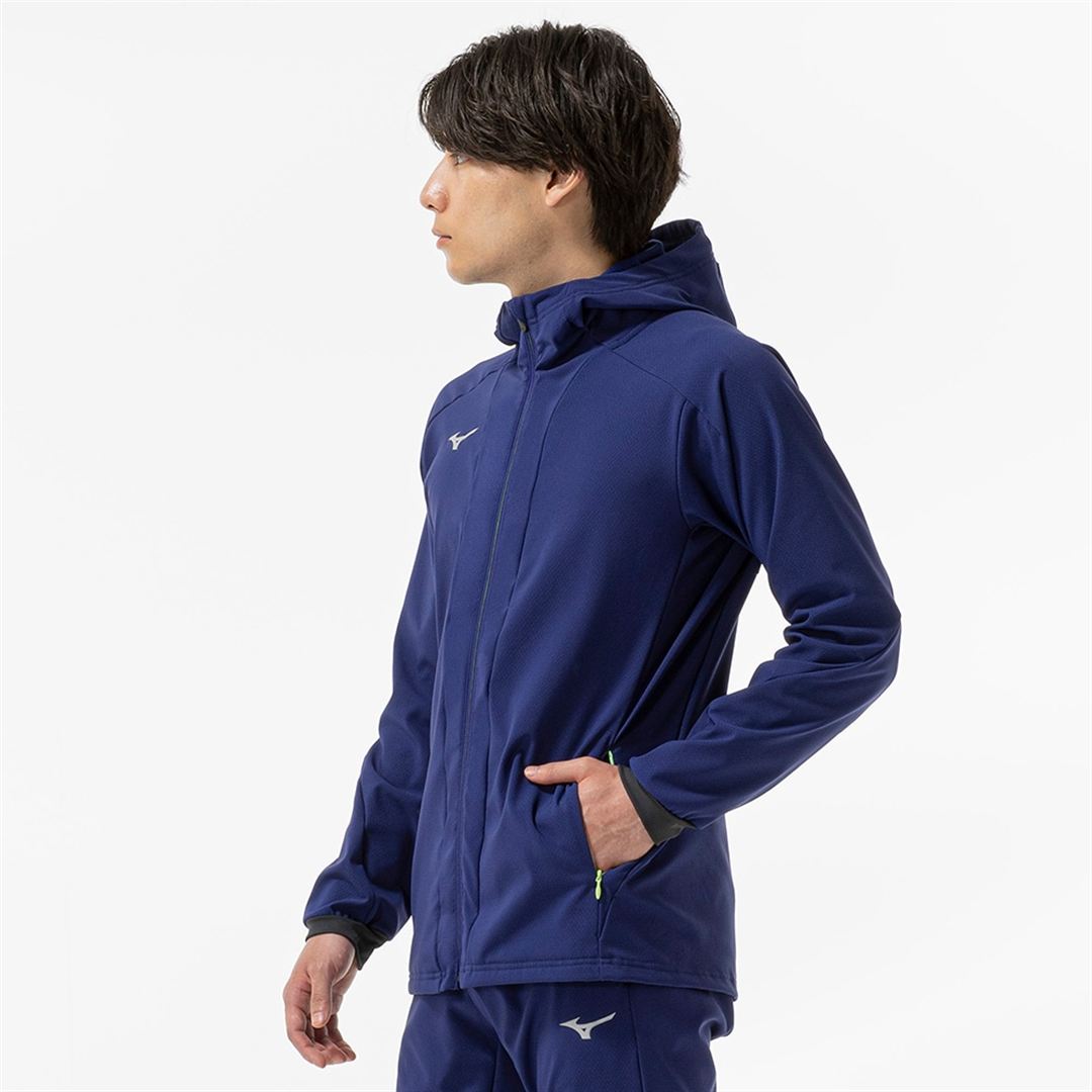 【ストレッチ／防風】テックシールドフーディジャケット ビーコンブルー XL