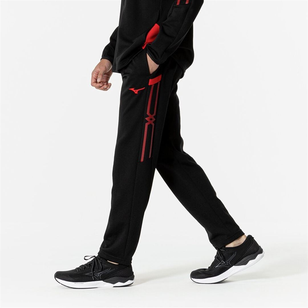 MCライン ウォームアップパンツ ブラック×チャイニーズレッド 3XL