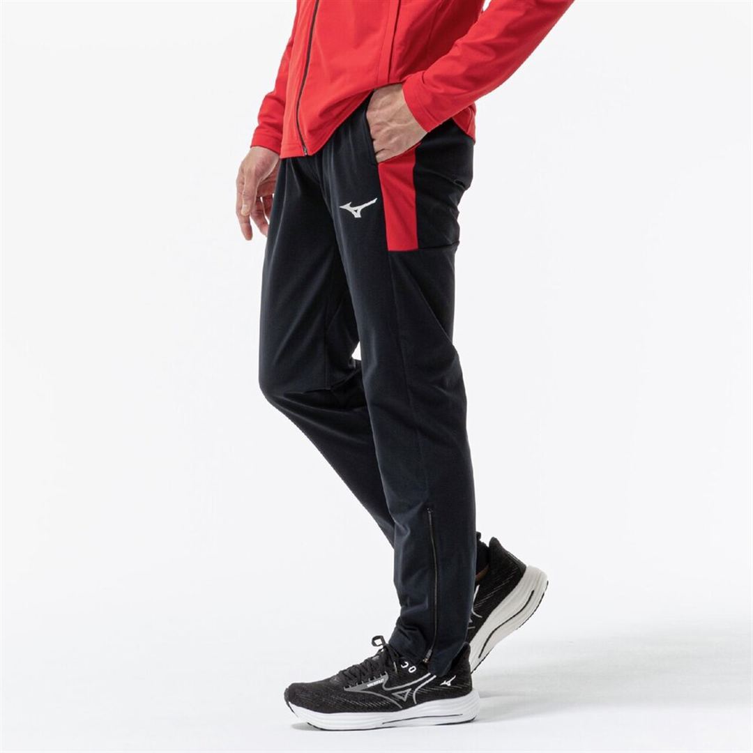 ライトストレッチニットパンツ ブラック×チャイニーズレッド 150