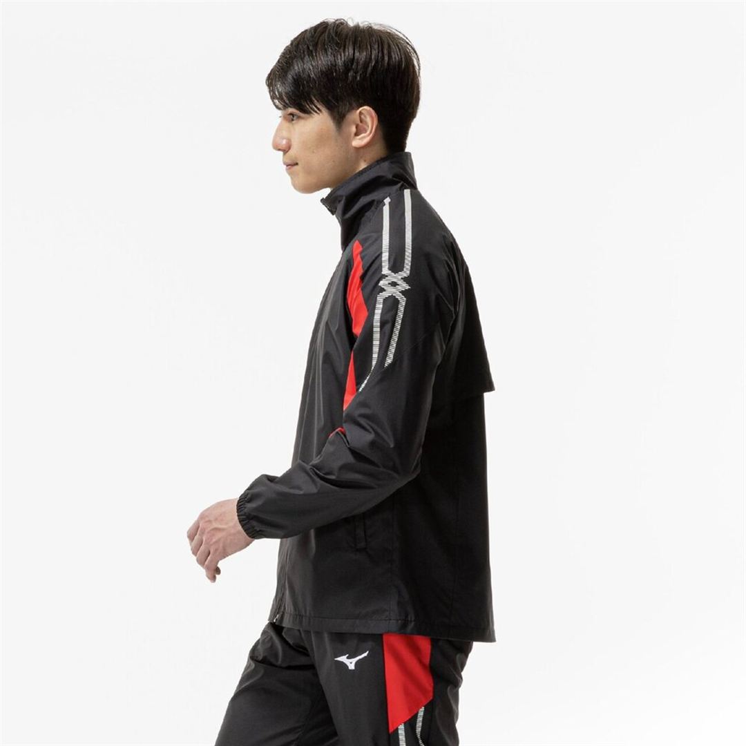 MCライン ウィンドブレーカージャケット ブラック×チャイニーズレッド XS