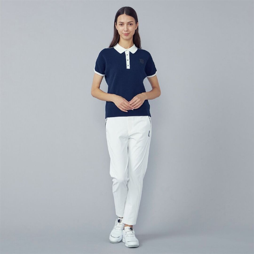 【MGFコレクション】フレンチニットポロ ネイビー L