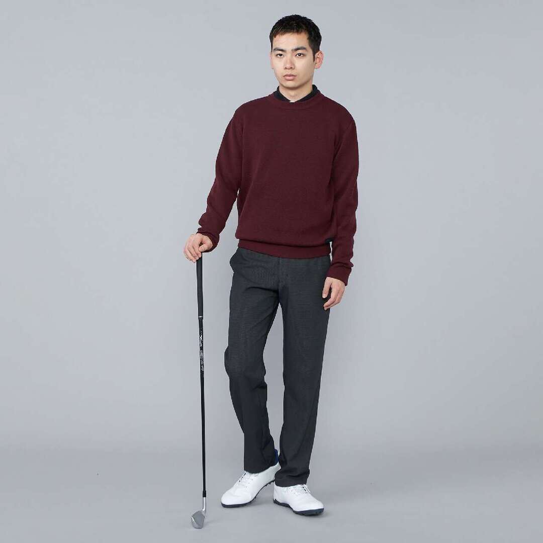 【吸湿発熱】ワードマーククルーネックニット ブリックレッド XL