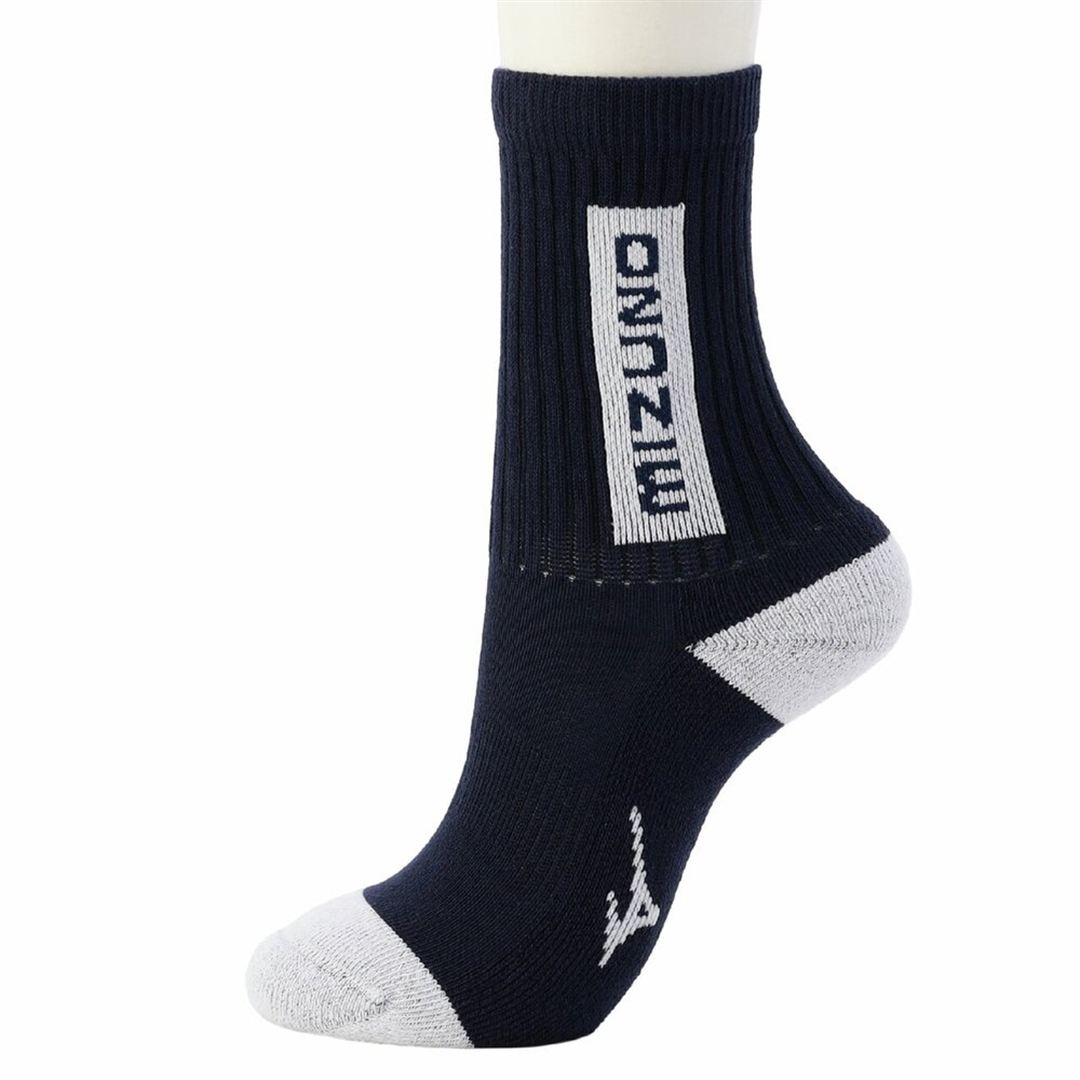 ドライベクターMIZUNOロゴソックス(ミドル丈) ネイビー 22-24