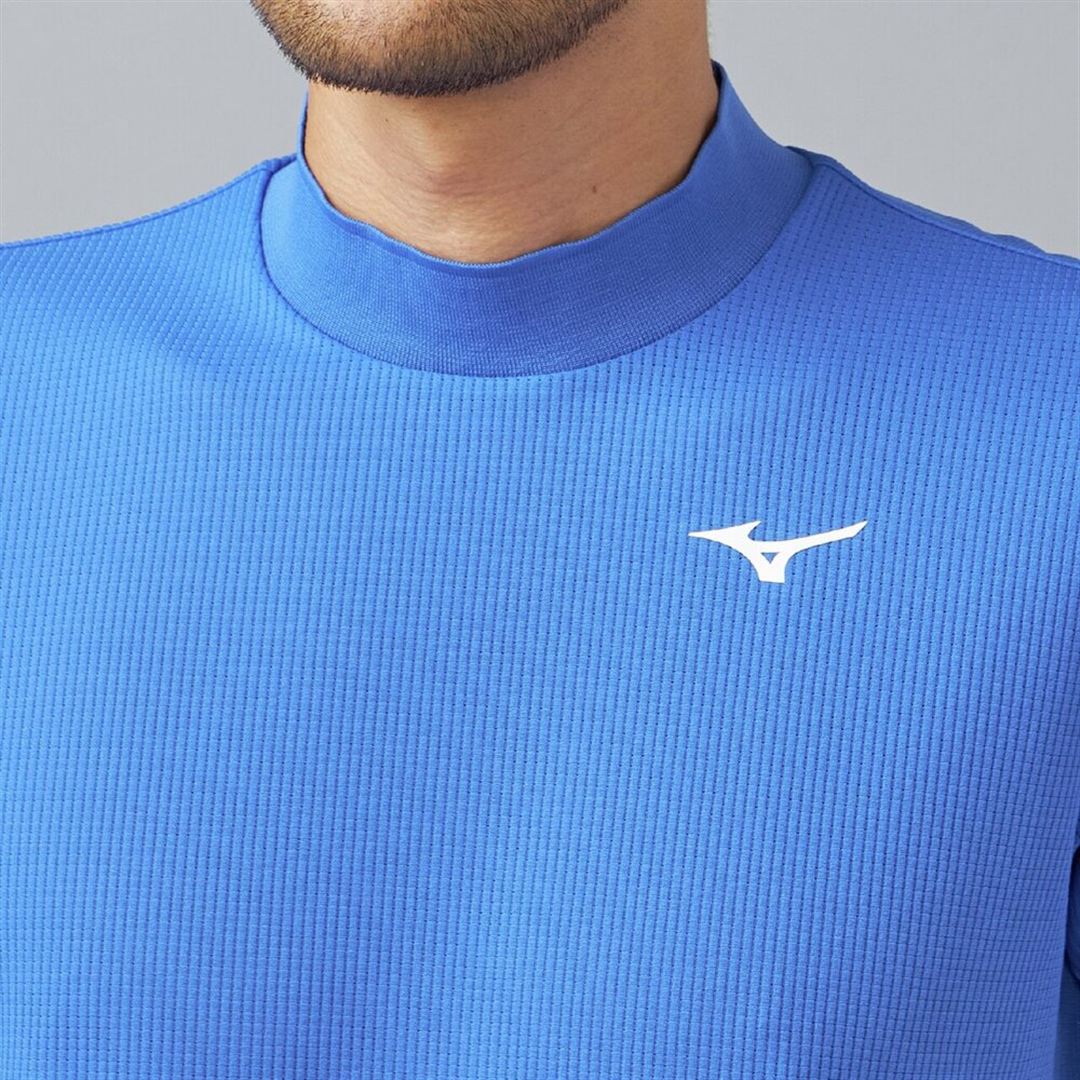 【汗処理／通気】ドライエアロフロー半袖モックネックシャツ ダズリングブルー XL