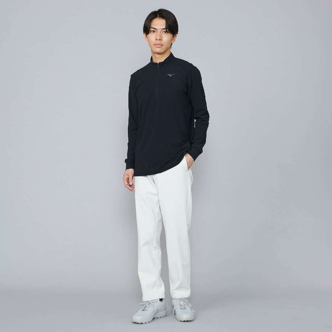 ロングスリーブハーフジップシャツ ブラック XL