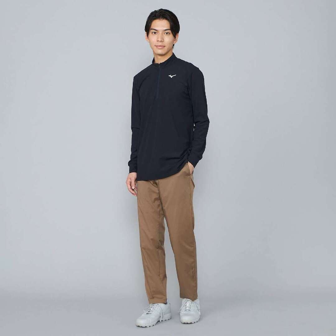 ロングスリーブハーフジップシャツ ディープネイビー XL