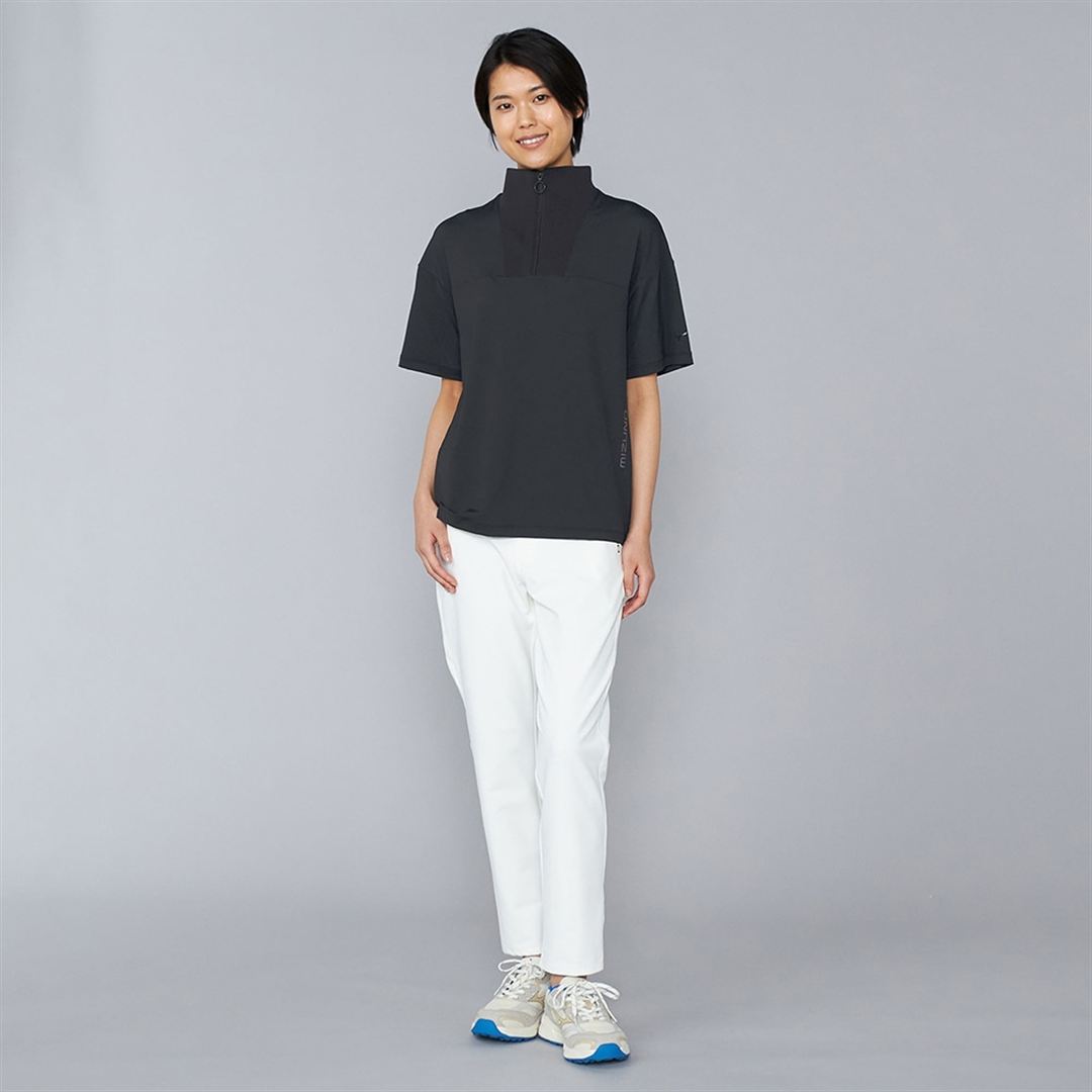 UVハーフジップ半袖シャツ ブラック XL