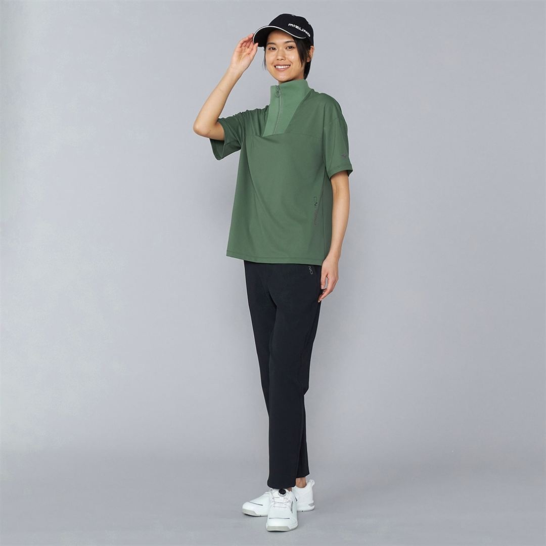 UVハーフジップ半袖シャツ フォレストグリーン XL
