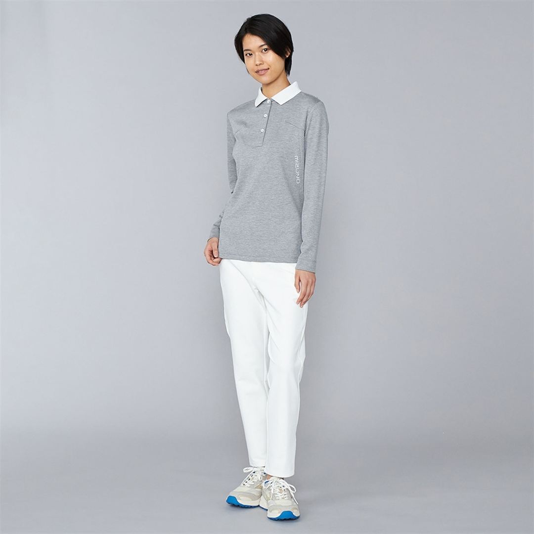 ヘザーストレッチ長袖シャツ グレー XL