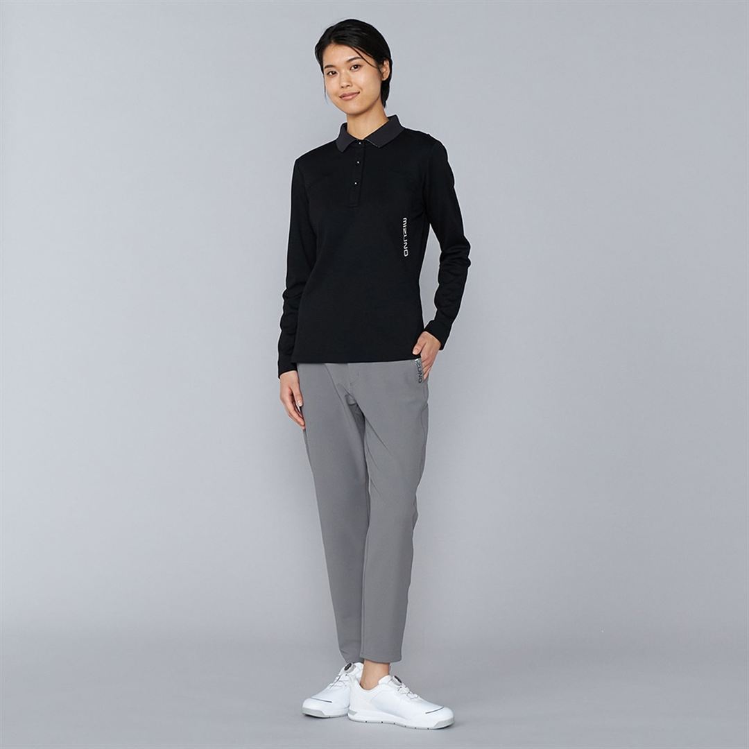 ヘザーストレッチ長袖シャツ ブラック XL