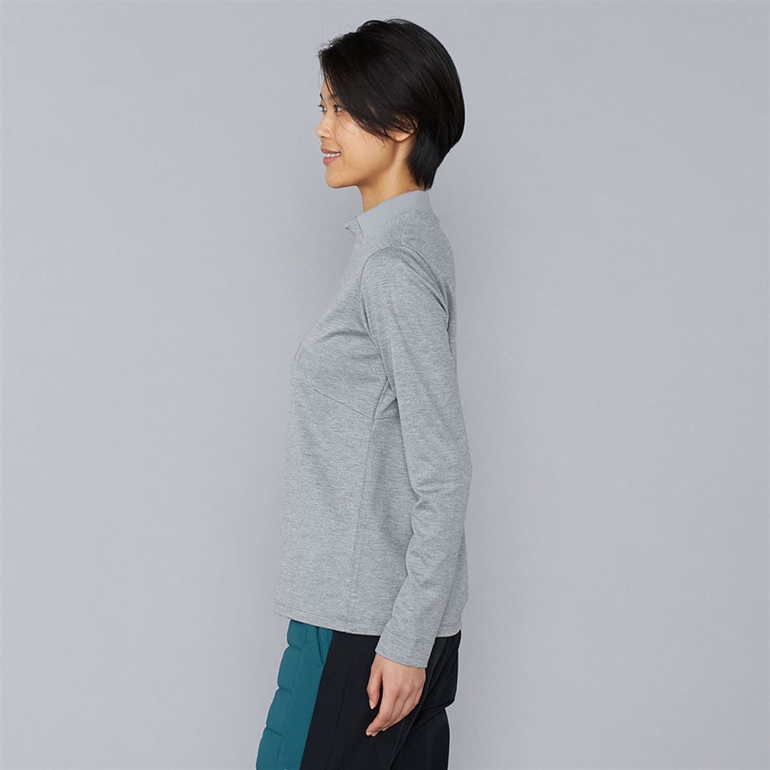 ヘザーストレッチハイネックシャツ グレー XL