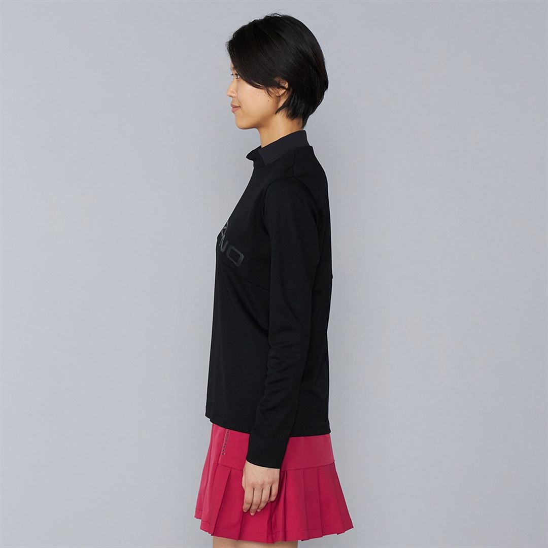 ヘザーストレッチハイネックシャツ ブラック XL