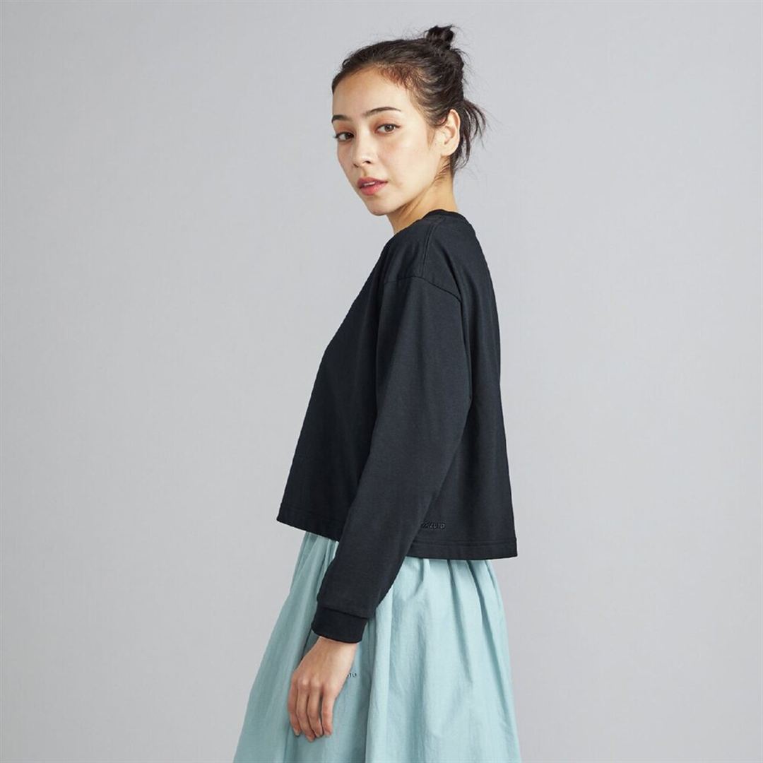【ミズノ直営限定】モノグラムM クロップド長袖Tシャツ ブラック XL