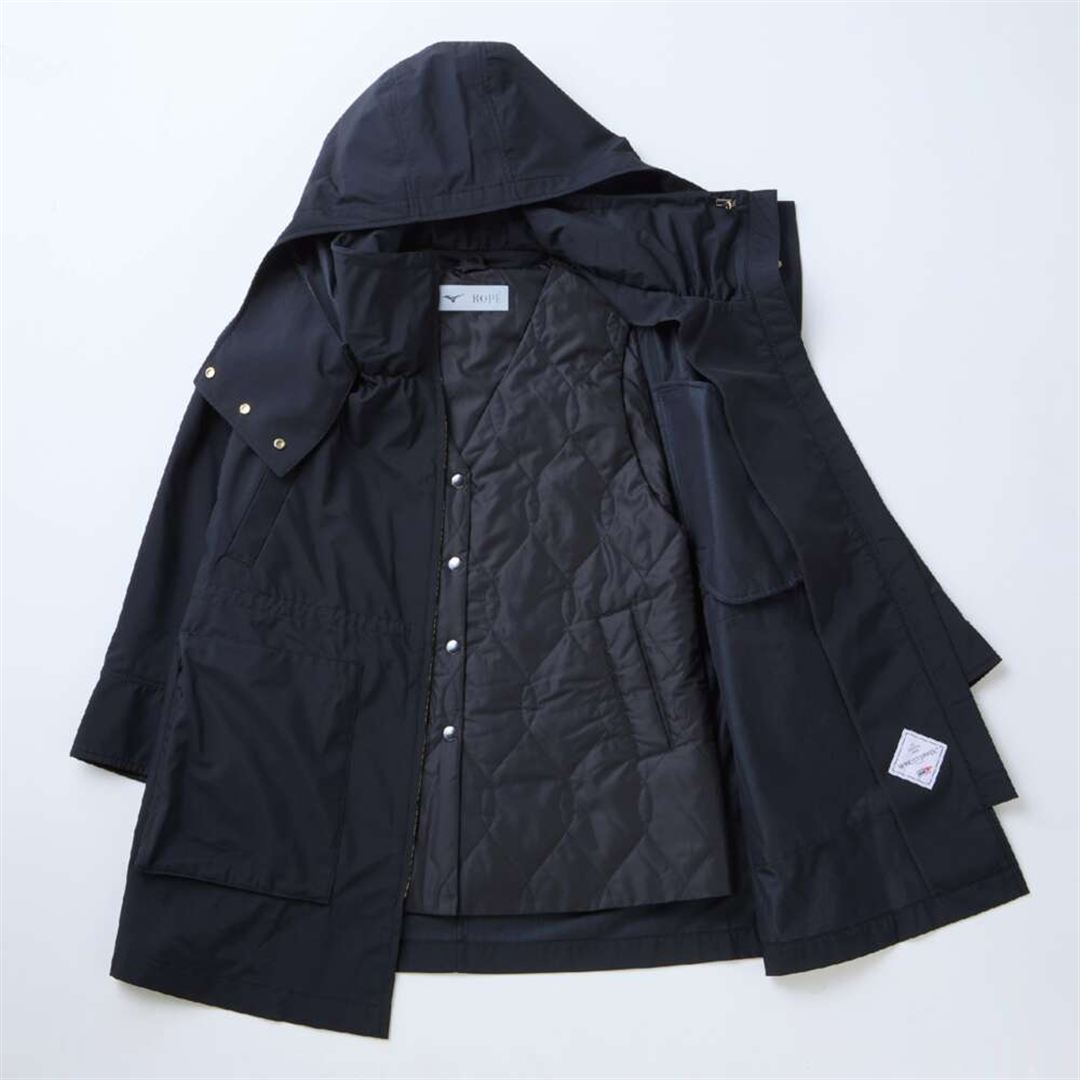 【ROPE／吸湿発熱】WINDSTOPPER ギャザーハーフコート ブラック 38