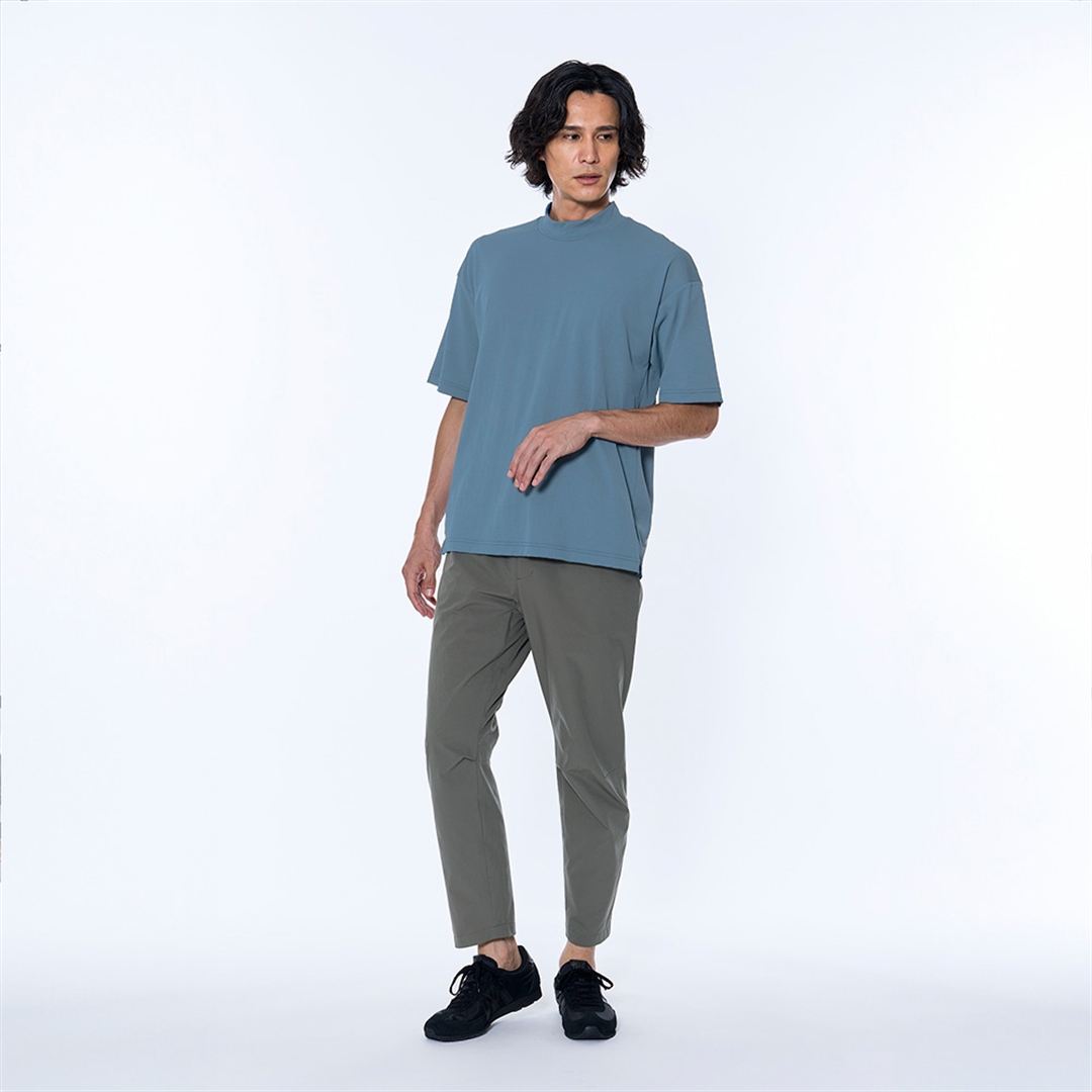 アンチスウェット モックネックTシャツ ティールブルー M