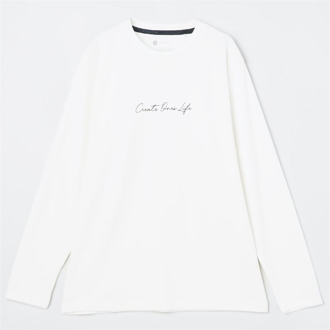 リサイクルポリエステル グラフィック長袖Tシャツ マシュマロホワイト S